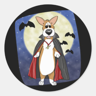 Vampire Corgi-Stickers Ronde Sticker