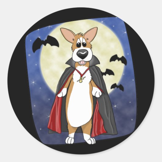 Vampire Corgi-Stickers Ronde Sticker (Voorkant)