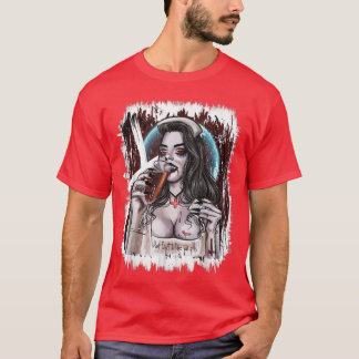 Vampire Costume For Woman Gothic Design Halloween T-shirt