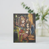 Vampire Dark Angel Gothic Graveyard Art Briefkaart (Staand voorkant)