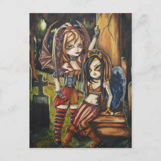 Vampire Dark Angel Gothic Graveyard Art Briefkaart