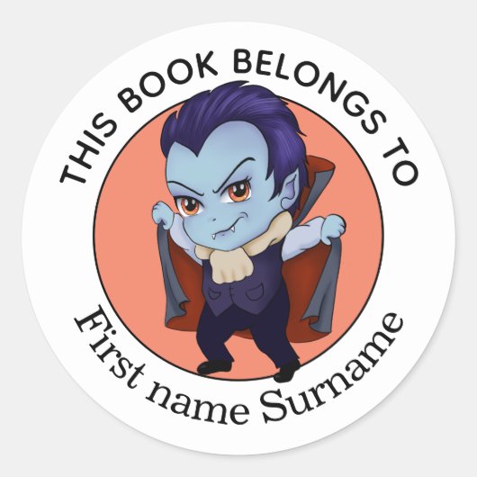 Vampire Dit boek is van Gepersonaliseerd Ronde Sticker (Voorkant)