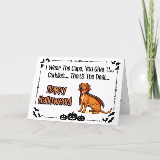 Vampire Dog - Caped Halloween Cuddle Commander Feestdagen Kaart (Voorkant)
