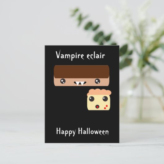 Vampire eclair "Happy Halloween" Briefkaart (Staand voorkant)
