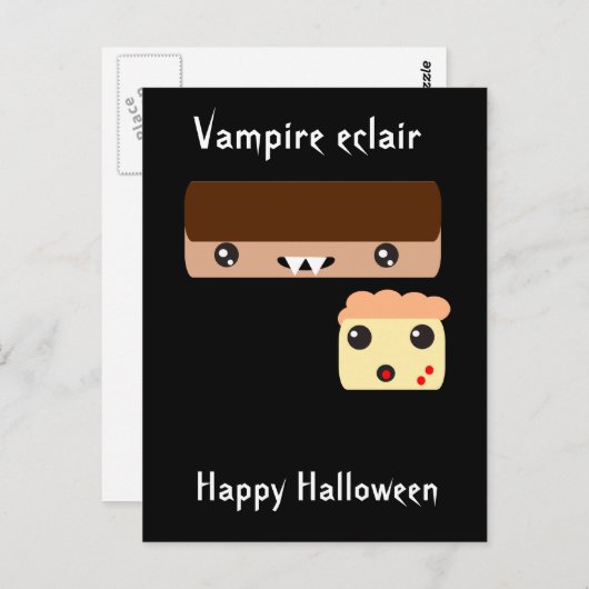 Vampire eclair "Happy Halloween" Briefkaart (Voorkant / Achterkant)