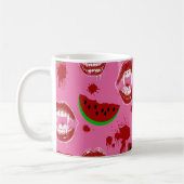 Vampire Eet Watermeloen Summerween Feest Roze Koffiemok (Links)