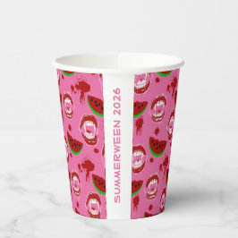 Vampire Eet Watermeloen Summerween Feest Roze  Papieren Bekers
