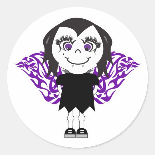 Vampire Engel Meisje Tribale Vleugels Ronde Sticker (Voorkant)