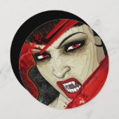 Vampire face halloween verjaardagsfeest kaart (Voorkant / Achterkant)