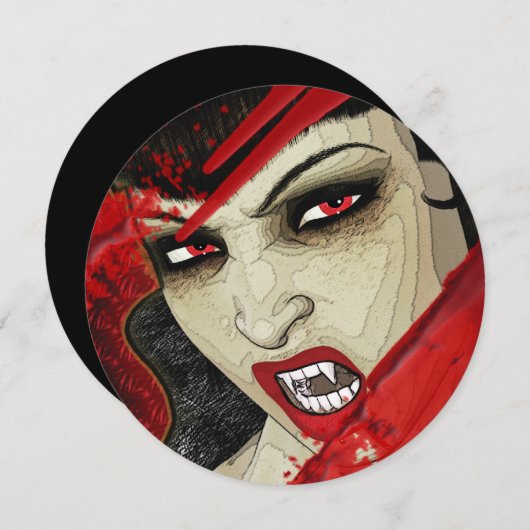 Vampire face halloween verjaardagsfeest kaart (Voorkant / Achterkant)