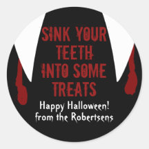 Vampire Fangs Halloween Boo'd Treat Label