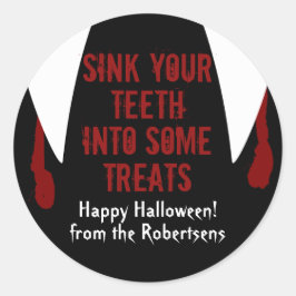 Vampire Fangs Halloween Boo'd Treat Label