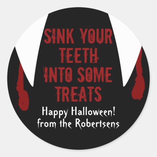 Vampire Fangs Halloween Boo'd Treat Label (Voorkant)