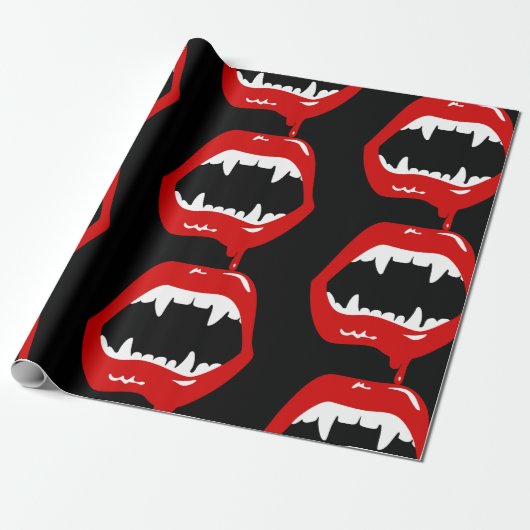 Vampire Fangs Spooky eng monster Cadeaupapier (Uitgerold)
