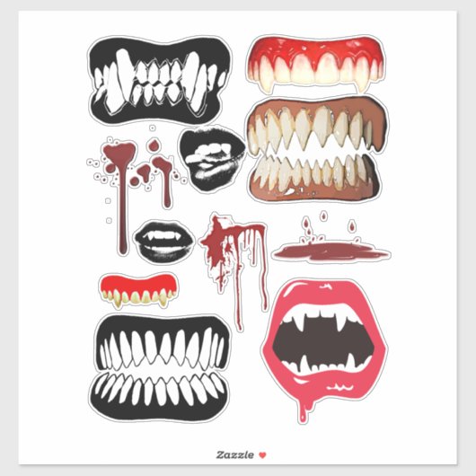 Vampire Fangs Teeth Halloween Horror art Sticker (Vel)