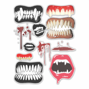 Vampire Fangs Teeth Halloween Horror art Sticker