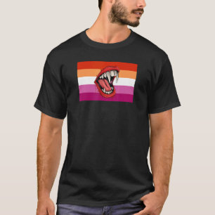 Vampire Fangs Teeth Lesbian Pride Flag Halloween P T-shirt