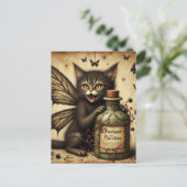 Vampire Fee Kitty en een Gif Fles Briefkaart (Staand voorkant)