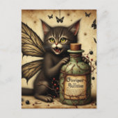 Vampire Fee Kitty en een Gif Fles Briefkaart (Voorkant)