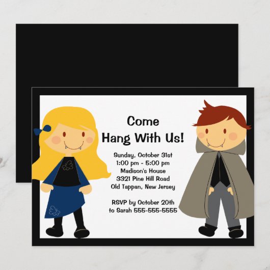 Vampire Fright Night Halloween Party Invitation Kaart (Voorkant / Achterkant)