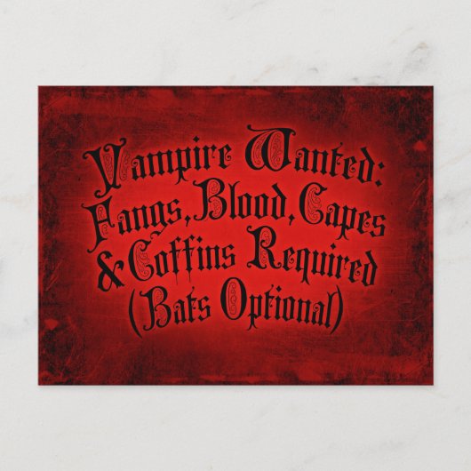 Vampire Gewenst Briefkaart (Voorkant)
