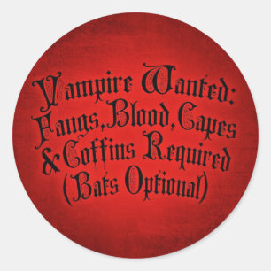 Vampire Gewenst Ronde Sticker