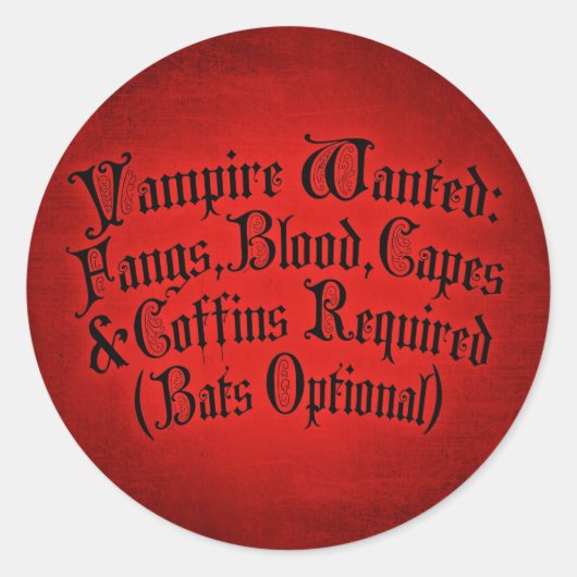 Vampire Gewenst Ronde Sticker (Voorkant)