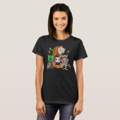 Vampire Ghost Zombie Witch Cats in Pumpkin Cute Ha T-shirt (Voorkant volledig)