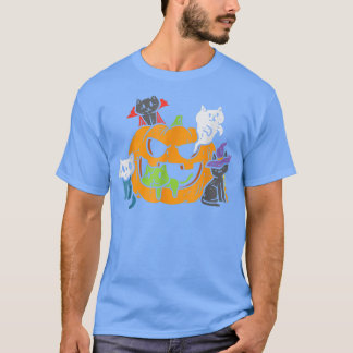 Vampire Ghost Zombie Witch Cats in Pumpkin Cute Ha T-shirt