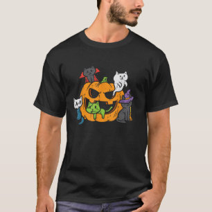 Vampire Ghost Zombie Witch Cats in Pumpkin Cute Ha T-shirt