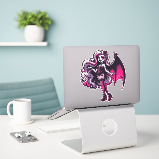 Vampire Ghoul Sticker (Laptop op bureau)