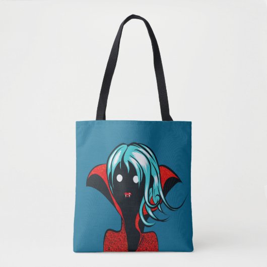 Vampire Girl Cartoon Whimsigoth Funny Gothic Tote Bag (Voorkant)