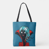 Vampire Girl Cartoon Whimsigoth Funny Gothic Tote Bag (Achterkant)