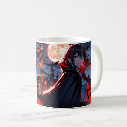 Vampire Girl Mok - Anime Halloween Coffee Mok (Voorkant rechts)