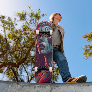 Vampire Girl Skateboard - Bold Retro Fantasy Art