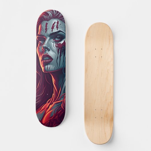 Vampire Girl Skateboard - Bold Retro Fantasy Art (Voorkant)