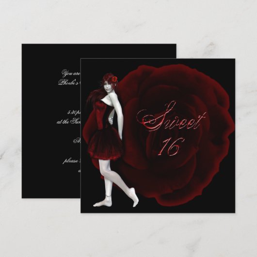 Vampire Girl Sweet 16 Gothic Birthday Uitnodiging (Voorkant / Achterkant)