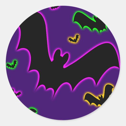 Vampire Glow Bats Ronde Sticker (Voorkant)