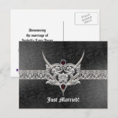 Vampire Gothic Faux Leder Joodse bruiloft Aankondigingskaart (Voorkant / Achterkant)