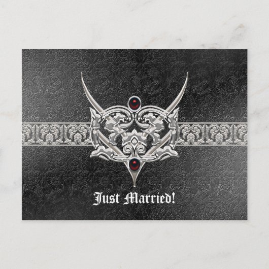 Vampire Gothic Faux Leder Joodse bruiloft Aankondigingskaart (Voorkant)