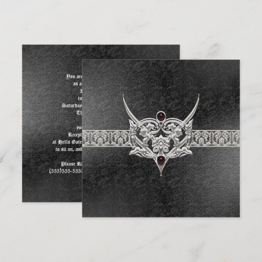 Vampire Gothic Faux Leder Joodse bruiloft Kaart (Voorkant / Achterkant)