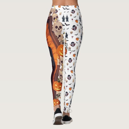 🦇 Vampire Gothic Halloween Leggings 🎃 wit 🖤 (Achterkant)
