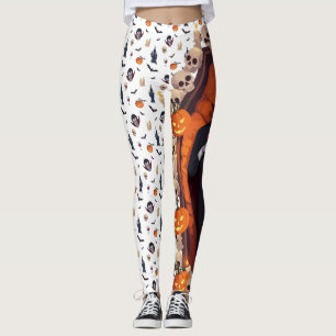 🦇 Vampire Gothic Halloween Leggings 🎃 wit 🖤