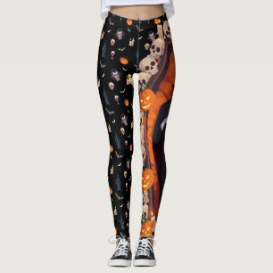 🦇 Vampire Gothic Halloween Leggings 🎃 Zwart 🖤