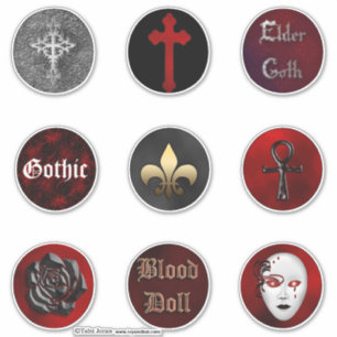 Vampire Gothic Round Collector's Stickers set