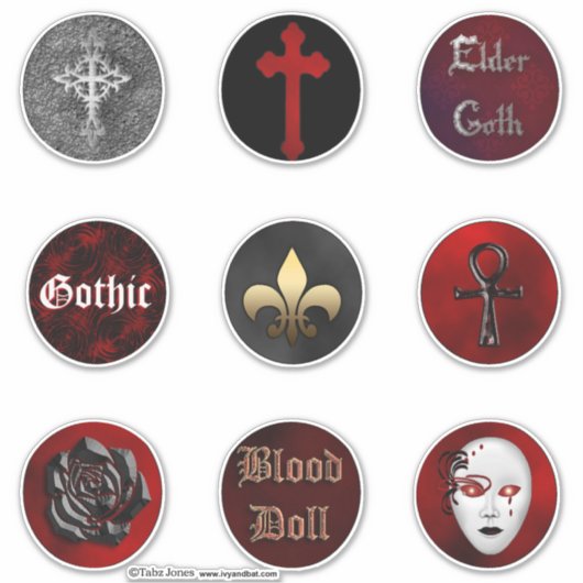Vampire Gothic Round Collector's Stickers set (Voorkant)
