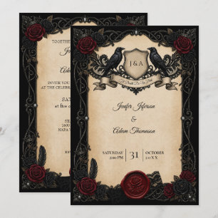 Vampire Gotische Halloween Huwelijksuitnodiging Kaart