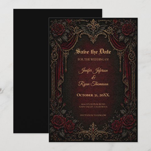 Vampire Gotische Save the date uitnodiging (Voorkant / Achterkant)