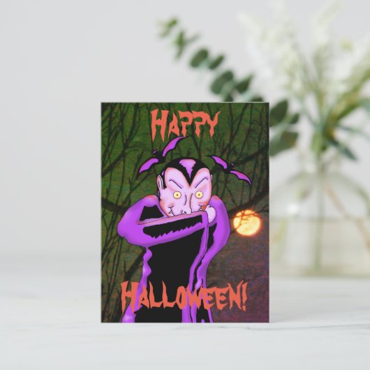 Vampire Halloween Briefkaart (Staand voorkant)