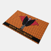 Vampire Halloween Custom Groet Sinaasappel Zwart Deurmat (Schuin)